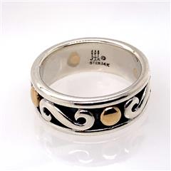 James Avery Swirl Dot Sterling Silver 14K YG Band Ring
